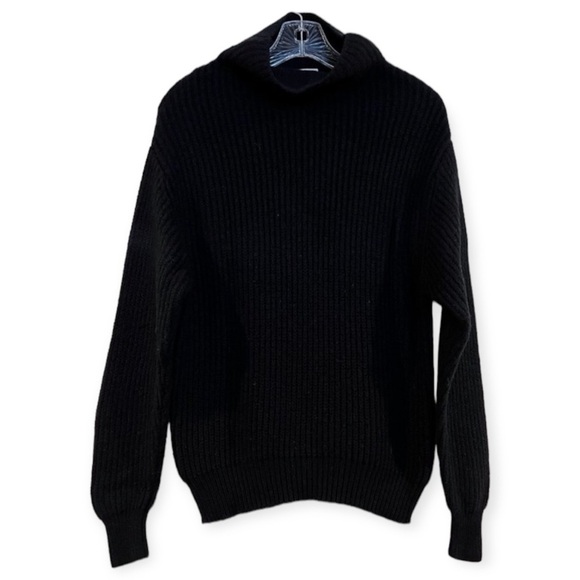 Wilfred Sweaters - Wilfred 100% Merino Wool Classic Black Turtleneck Ribbed Knit Sweater S FLAWED